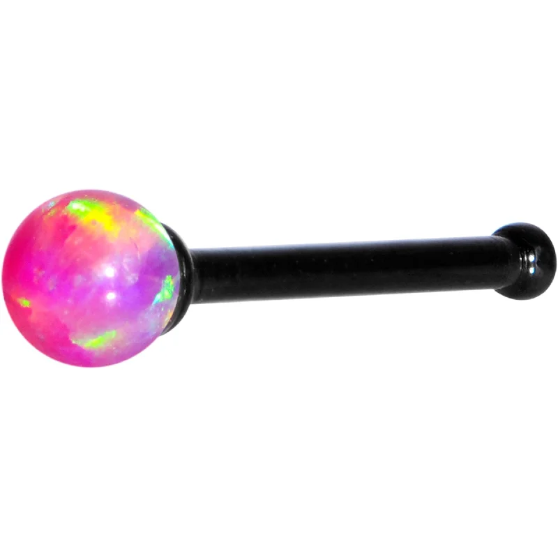 Unique Nose Rings for Fashion Lovers -Pink 2.5mm Synthetic Opal Ball Black Anodized Nose Bone Unique Nose Rings for Fashion Lovers -Pink 2.5mm Synthetic Opal Ball Black Anodized Nose Bone