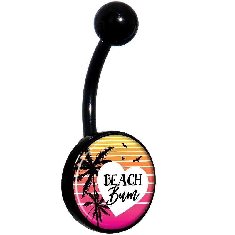 Designer Belly Rings for Fashion-Forward Women -Tropical Paradise Beach Bum Black Belly Ring Designer Belly Rings for Fashion-Forward Women -Tropical Paradise Beach Bum Black Belly Ring