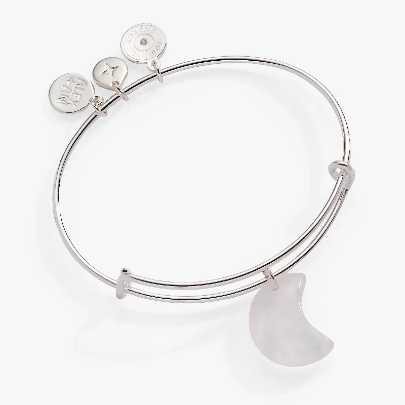 Silver Bangles with Engravings for Women-Carved Moonstone Moon Bangle