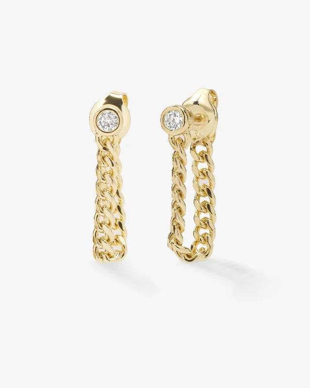 Women's Earrings – Elegant Designs for Every Personality--Baby Julian Soft Chain Hoops - Gold|White Diamondettes Women's Earrings – Elegant Designs for Every Personality--Baby Julian Soft Chain Hoops - Gold|White Diamondettes