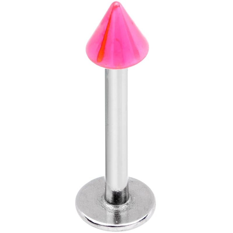 Stylish Lip Rings with Gemstone Details14 Gauge 3/8 Pink 3mm Cone Labret Monore