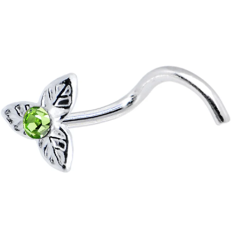 Trendy Silver Nose Rings -925 Peridot 3 Petal Flower Nose Ring Created with Crystals Trendy Silver Nose Rings -925 Peridot 3 Petal Flower Nose Ring Created with Crystals