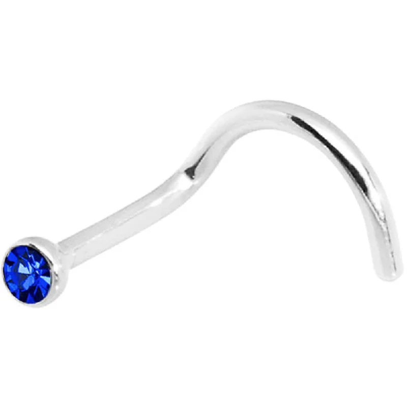 Stylish Nose Rings for Trendy Look -Royal Blue Crystal Gem Nose Screw