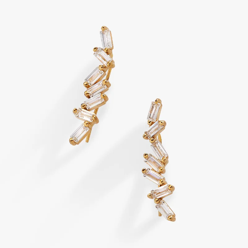 Women's Earrings – Elegant Designs for Every Personality--Crystal Baguette Crawler Earrings