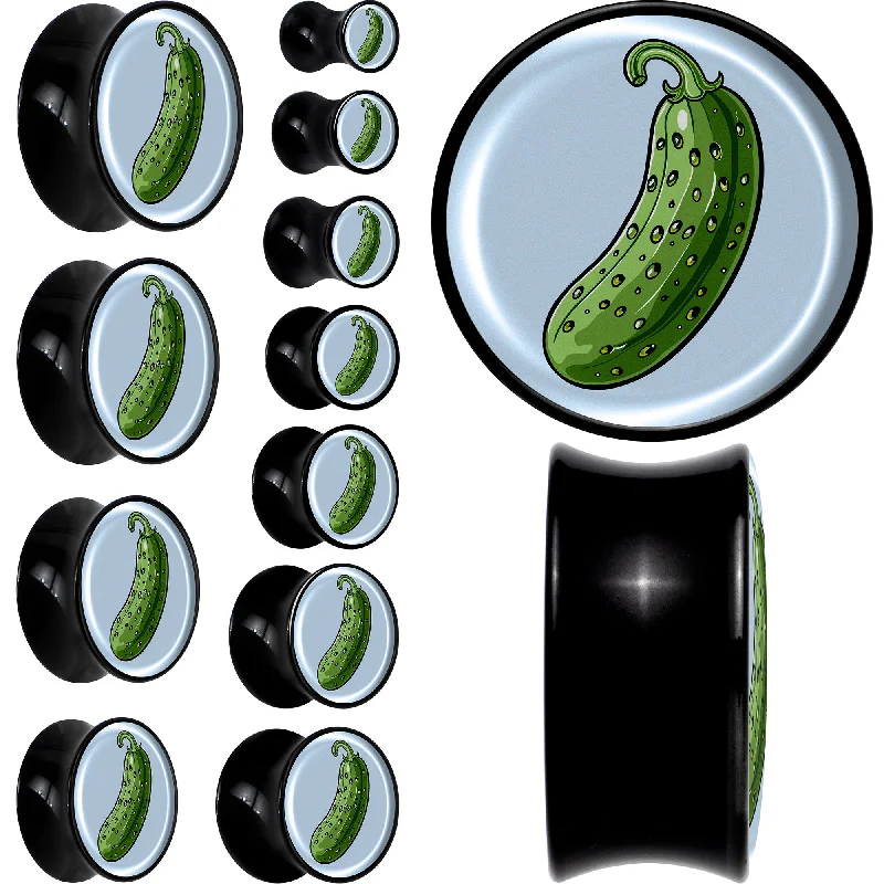 Women's Earrings – Elegant Designs for Every Personality--Green Pickle Black Acrylic Saddle Plug Set