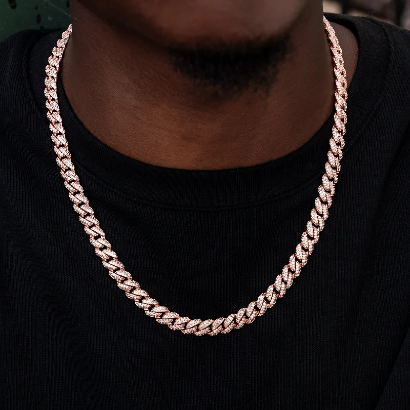 Exclusive Men's Necklaces & Pendants for the Modern Gentleman-Diamond Cuban Chain in Rose Gold- 8.5mm Exclusive Men's Necklaces & Pendants for the Modern Gentleman-Diamond Cuban Chain in Rose Gold- 8.5mm
