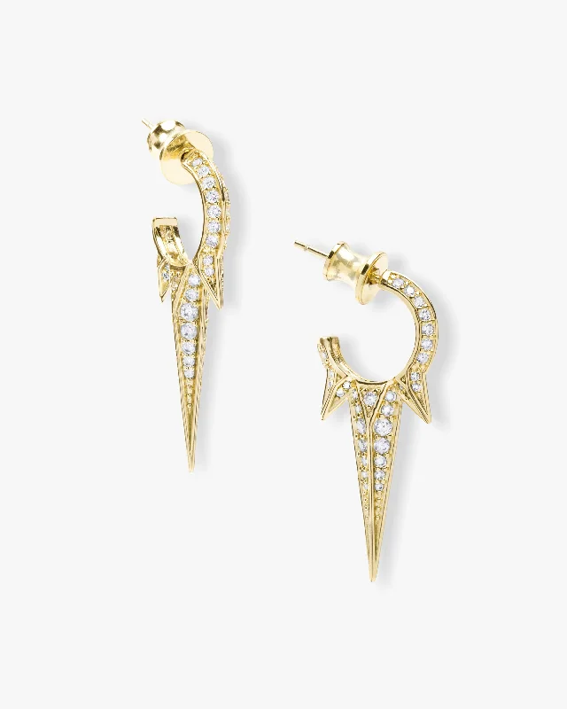 Women's Earrings – Elegant Designs for Every Personality--Gabriella Pavé Triple Spike Earrings - Gold|White Diamondettes