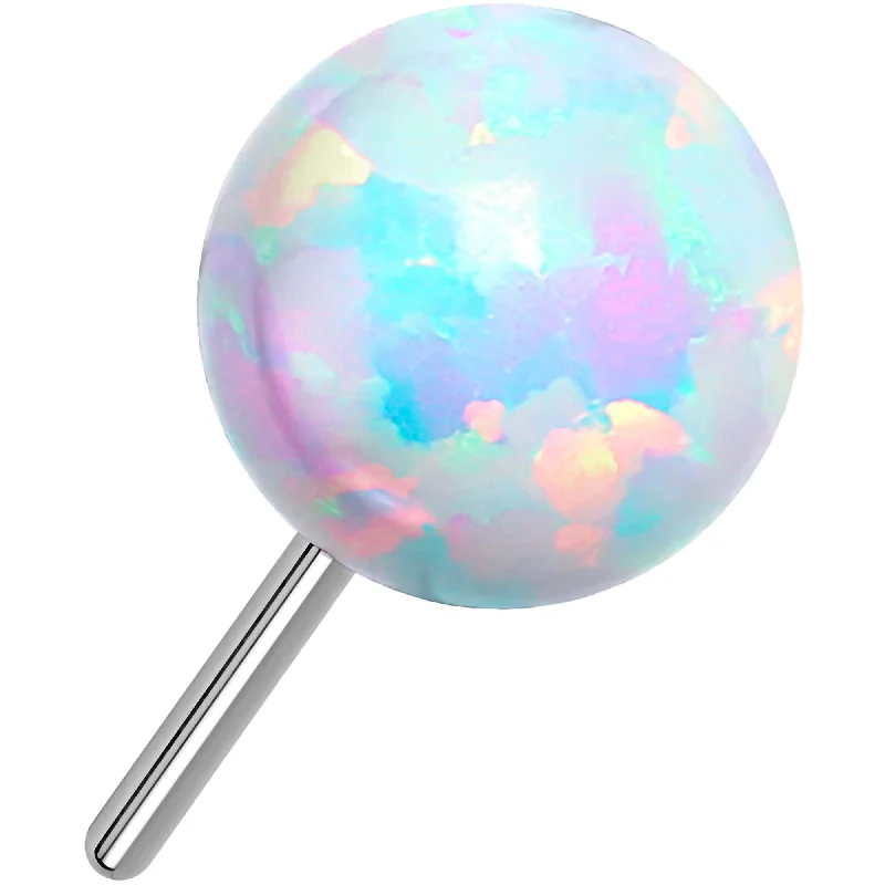 Women's Earrings – Elegant Designs for Every Personality--White Synthetic Opal ASTM F-136 4mm Flat Back Earring Push In Top