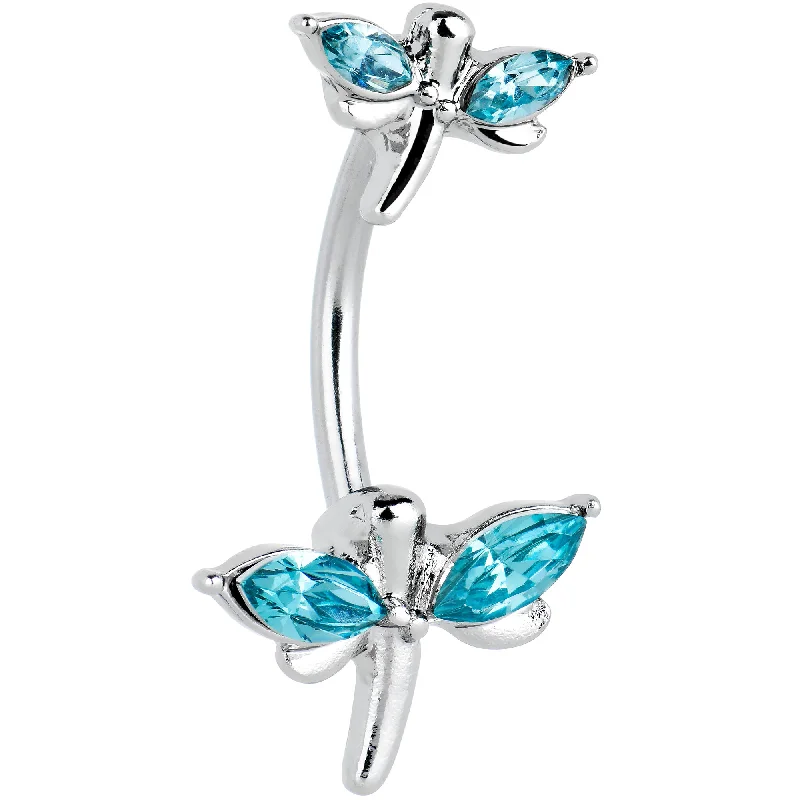 Belly Rings with Gemstones for Sparkling Style -Blue Gem Simple Stylized Dragonfly Double Mount Belly Ring Belly Rings with Gemstones for Sparkling Style -Blue Gem Simple Stylized Dragonfly Double Mount Belly Ring