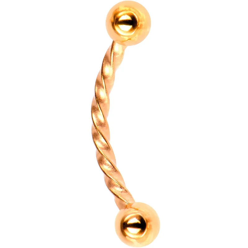 Women's Earrings – Elegant Designs for Every Personality--16 Gauge 3/8 Rose Gold Tone IP Seriously Twisted Curved Eyebrow Ring