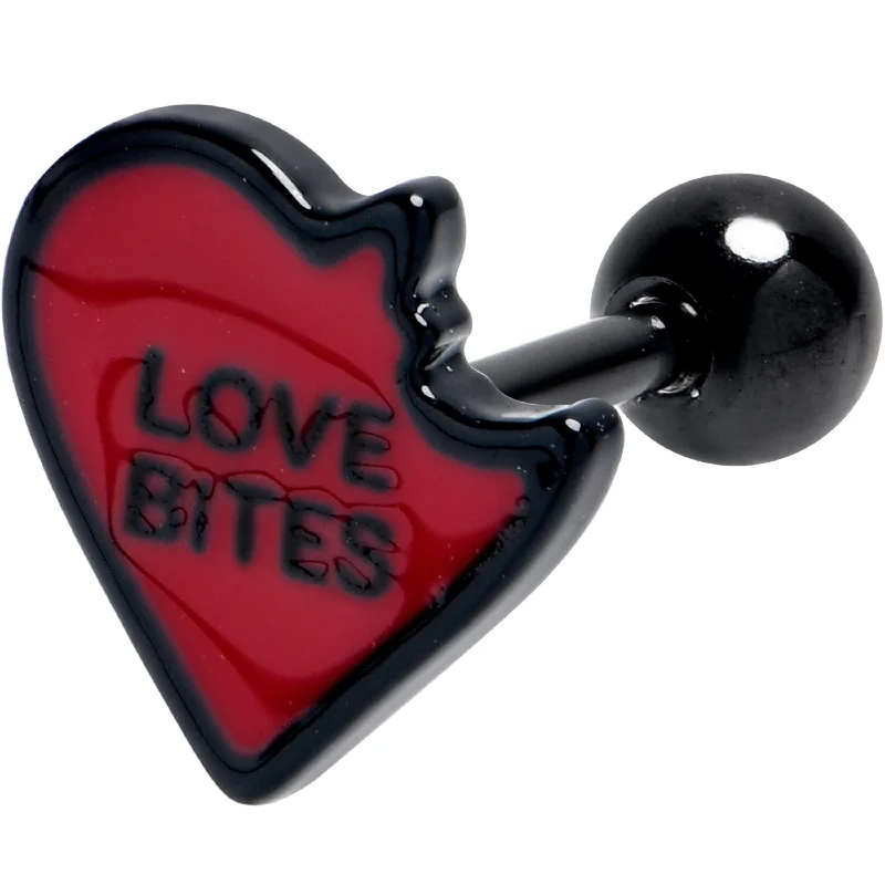 Women's Earrings – Elegant Designs for Every Personality--16 Gauge 1/4 Black Love Bites Heart Valentine Cartilage Tragus Earring Women's Earrings – Elegant Designs for Every Personality--16 Gauge 1/4 Black Love Bites Heart Valentine Cartilage Tragus Earring