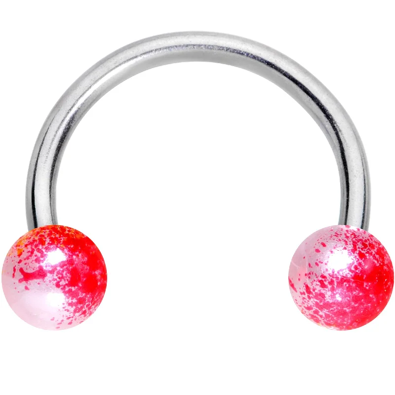 Designer Lip Rings for Luxurious Fashion16 Gauge 5/16 Red Pearlescent Horseshoe Circular Barbell