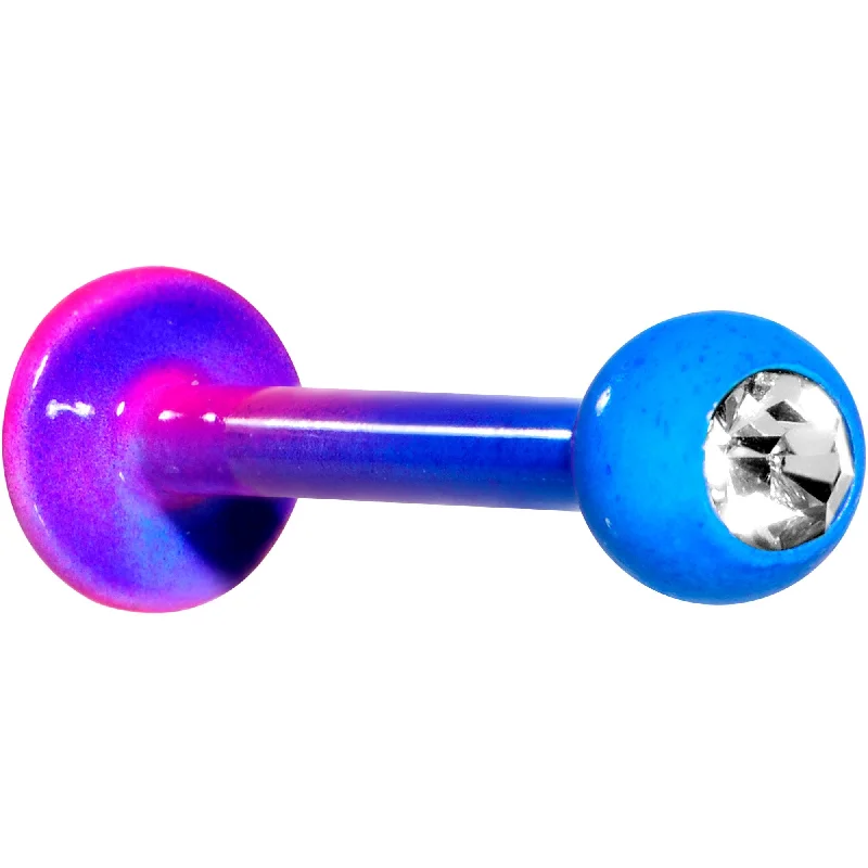 Custom Lip Rings with Bold Colors16 Gauge 3/8 Clear Gem Color Plated Pink Blue Fade Labret Monroe