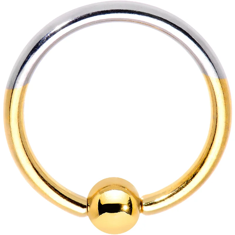 Classic and Elegant Lip Rings for Simple Look16 Gauge 3/8 Gold Tone Two Tone BCR Captive Ring