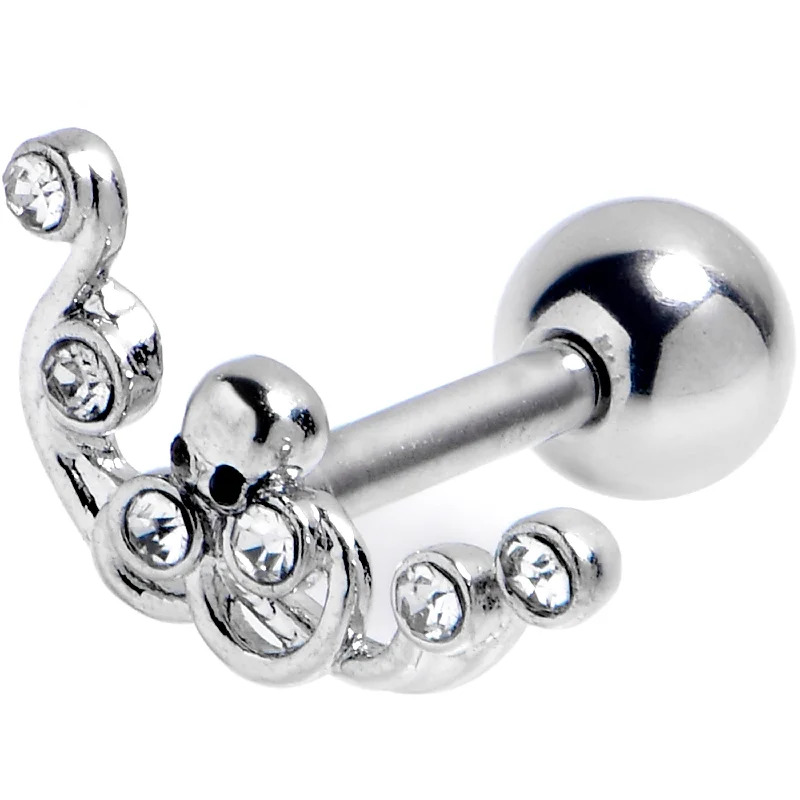 Women's Earrings – Elegant Designs for Every Personality--16 Gauge 1/4 Clear Gem Scrolling Elegance Cartilage Tragus Earring