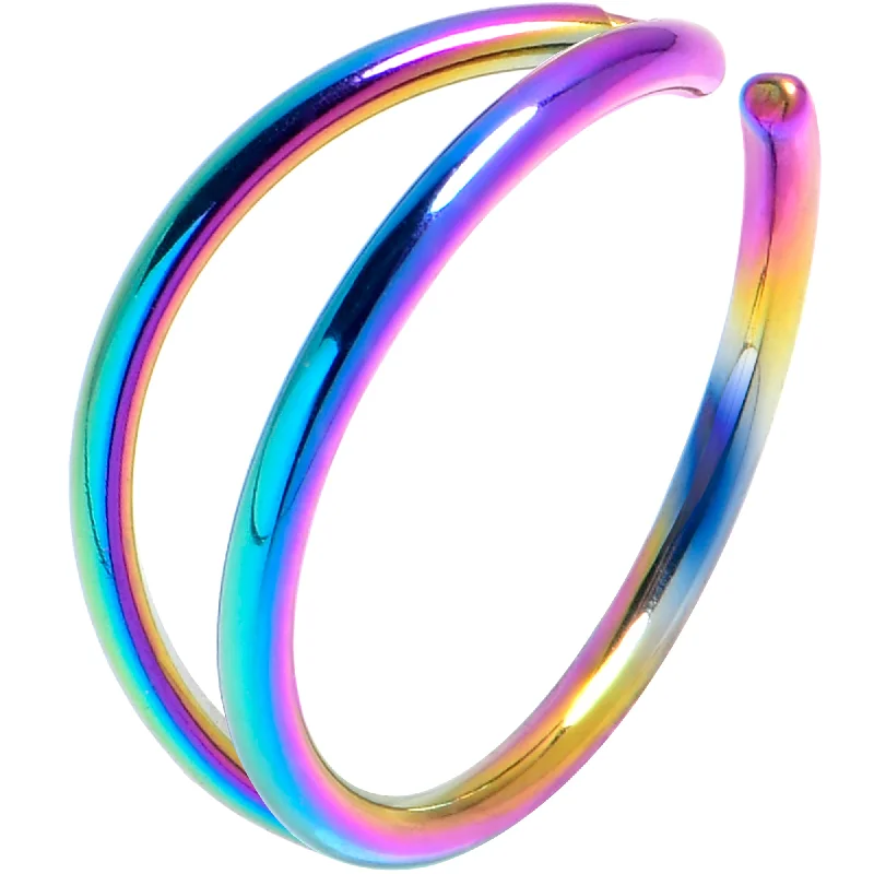 Fancy Nose Rings -20 Gauge 5/16 Rainbow Double Nose Hoop