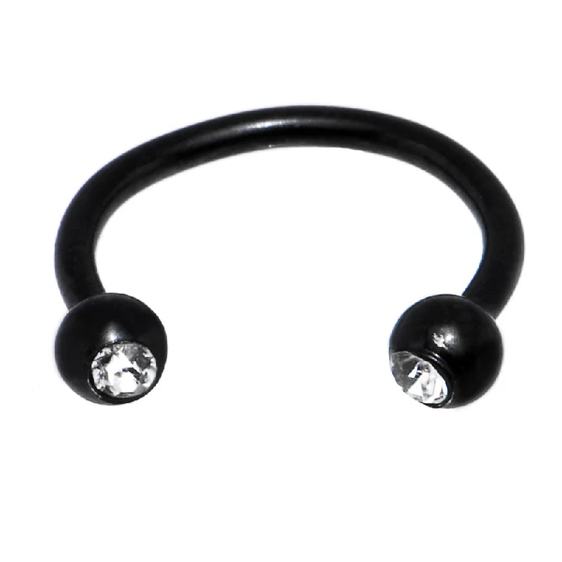 Beautiful Lip Rings for Fashion-Lovers16 Gauge 3/8 Clear Gem Black Anodized Horseshoe Circular Barbell Beautiful Lip Rings for Fashion-Lovers16 Gauge 3/8 Clear Gem Black Anodized Horseshoe Circular Barbell