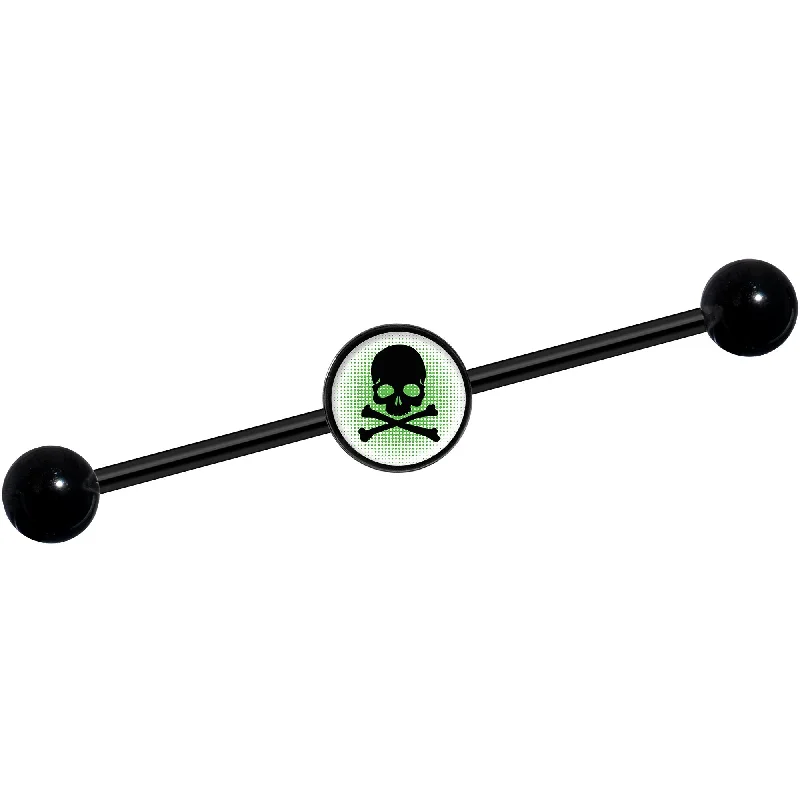 Women's Earrings – Elegant Designs for Every Personality--14 Gauge Green Black Skull Black Industrial Barbell 37mm Women's Earrings – Elegant Designs for Every Personality--14 Gauge Green Black Skull Black Industrial Barbell 37mm