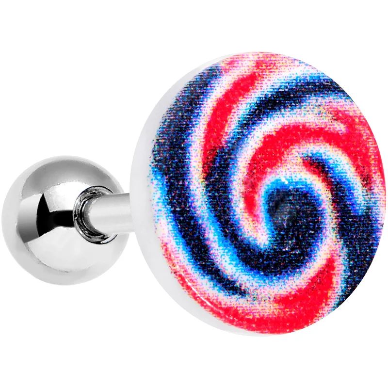 Women's Earrings – Elegant Designs for Every Personality--16 Gauge 1/4 Red Blue Candy Swirl Cartilage Tragus Earring