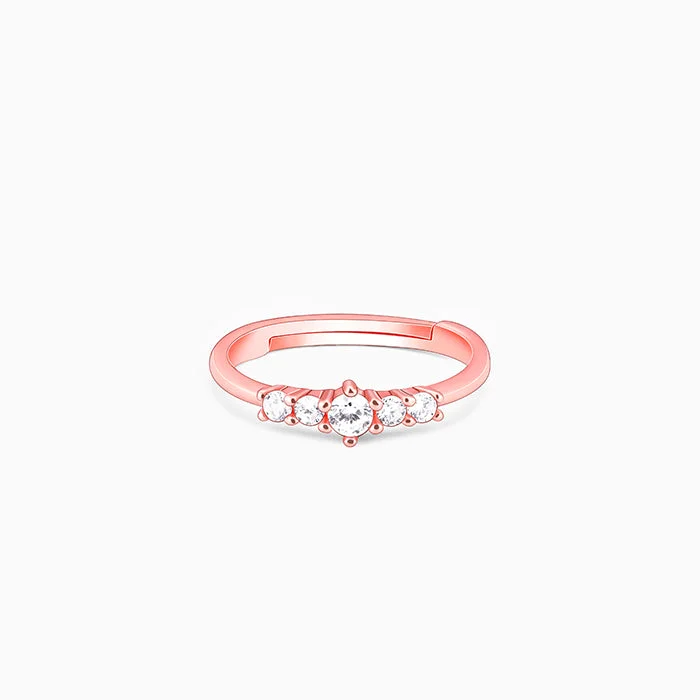 Chic Women's Rings for Fashion-Forward Looks-Rose Gold Zircon Shine Squad Ring