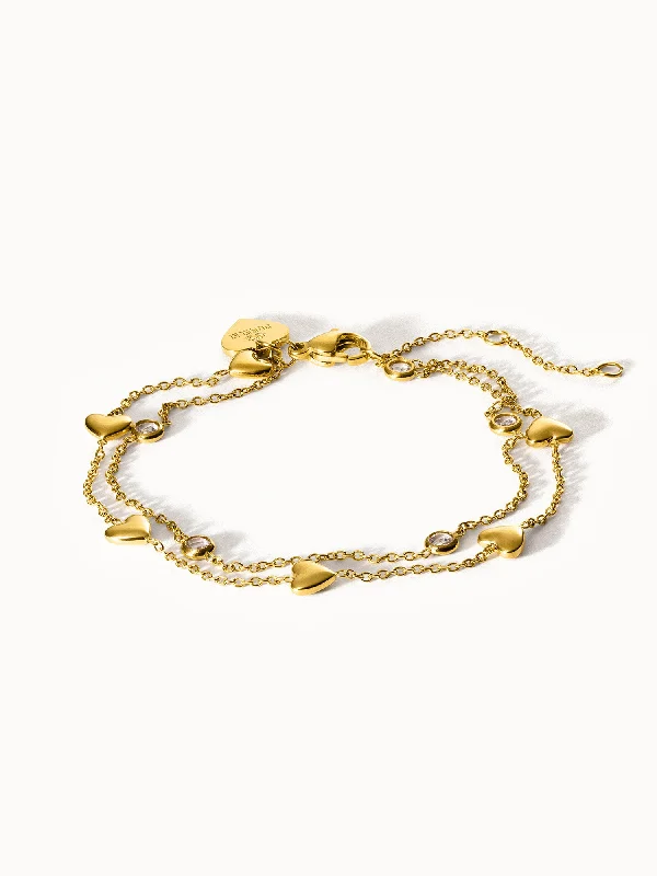Classic Bangle Bracelets for Women-Glitter Heart Armband