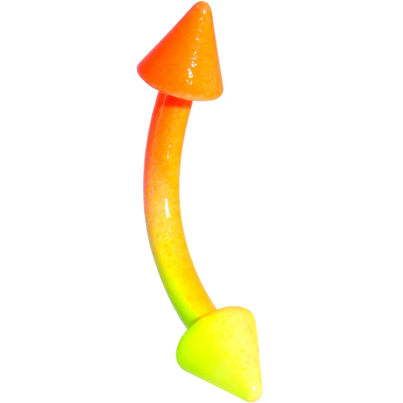 Women's Earrings – Elegant Designs for Every Personality--16 Gauge 3/8 Color Plated Yellow Orange Fade Cone Curved Eyebrow Ring