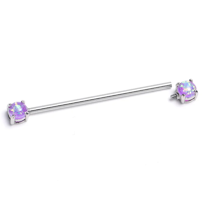 Women's Earrings – Elegant Designs for Every Personality--14 Gauge Purple Faux Opal Internally Threaded Industrial Barbell 38mm