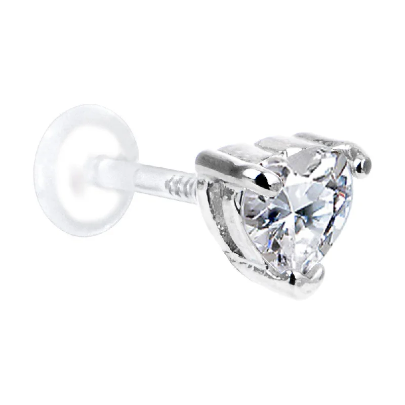Unique Lip Rings for Bold Fashion16 Gauge 5/16 Clear CZ Heart Bioplast Tragus Labret Monroe Unique Lip Rings for Bold Fashion16 Gauge 5/16 Clear CZ Heart Bioplast Tragus Labret Monroe