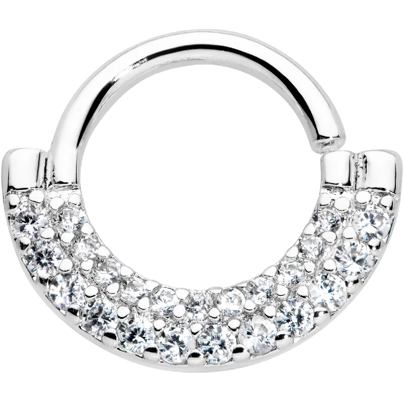 Women's Earrings – Elegant Designs for Every Personality--16 Gauge 5/16 Clear CZ Gem Double Drama Closure Ring