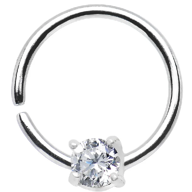 Women's Earrings – Elegant Designs for Every Personality--18 Gauge 3/8 925 Silver Clear CZ Daith Tragus Earring