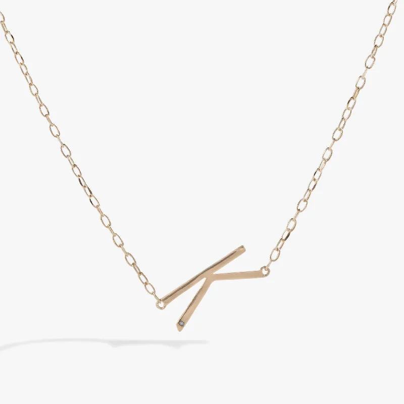 Shop Classic Women's  Necklaces & Pendants with a Modern Twist-Initial K Precious Elongated Necklace