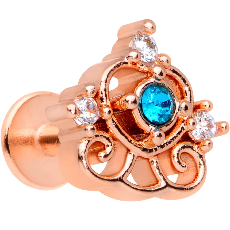 Beautiful Lip Rings with Shiny Detail16 Gauge 1/4 Clear Blue Gem Rose Gold Hue Graceful Heart Labret Tragus Beautiful Lip Rings with Shiny Detail16 Gauge 1/4 Clear Blue Gem Rose Gold Hue Graceful Heart Labret Tragus
