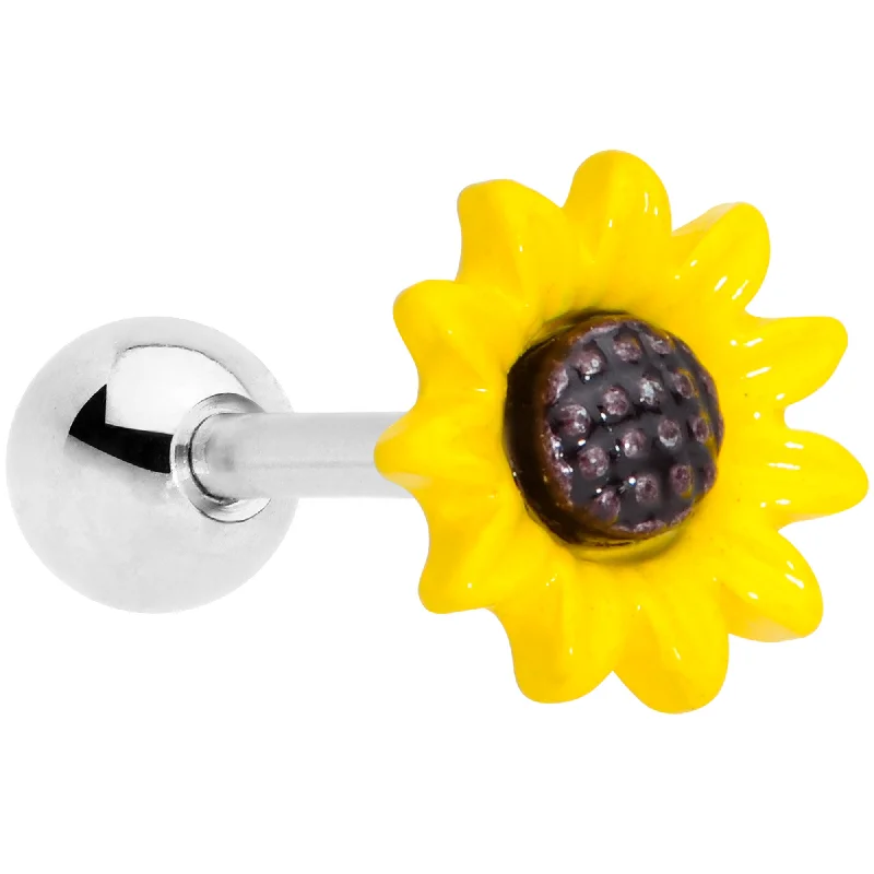 Women's Earrings – Elegant Designs for Every Personality--16 Gauge 1/4 Yellow Sunflower Cartilage Tragus Earring