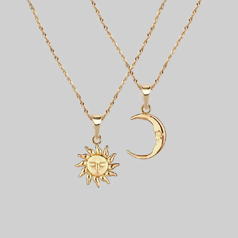 Shop Classic Women's  Necklaces & Pendants with a Modern Twist-ELIN. Sun & Moon Layering Necklaces - Gold