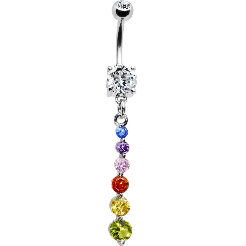 Trendy Belly Rings for Fashion-Forward Women -Multi Cubic Zirconia Cascading Drop Belly Ring Trendy Belly Rings for Fashion-Forward Women -Multi Cubic Zirconia Cascading Drop Belly Ring