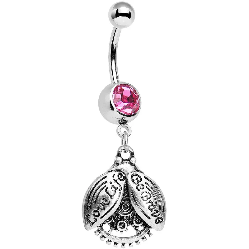 Beautiful Belly Rings for Elegant Style -Pink Gem Love Life Be Brave Leaf Steampunk Gears Dangle Belly Ring Beautiful Belly Rings for Elegant Style -Pink Gem Love Life Be Brave Leaf Steampunk Gears Dangle Belly Ring