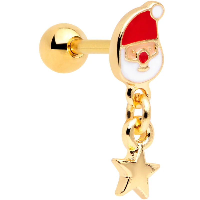Women's Earrings – Elegant Designs for Every Personality--16 Gauge 1/4 Gold Tone Santa Star Christmas Dangle Cartilage Tragus Women's Earrings – Elegant Designs for Every Personality--16 Gauge 1/4 Gold Tone Santa Star Christmas Dangle Cartilage Tragus