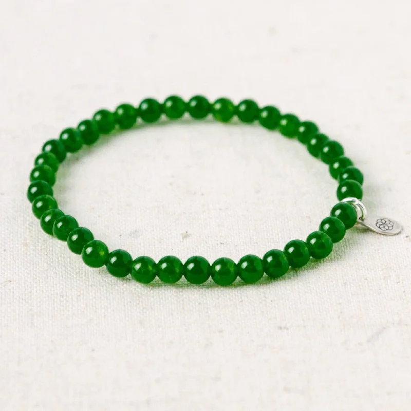 Personalized Charm Bangles for Women-Green Jade Energy Bracelet