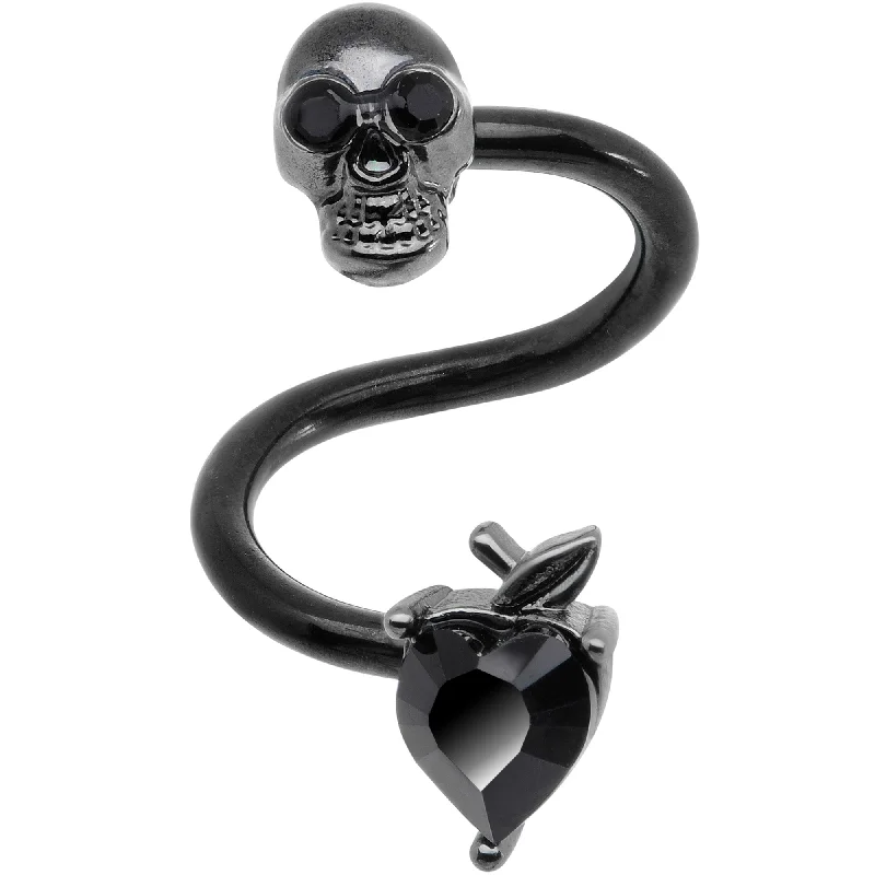 Comfortable Lip Rings for Timeless Style14 Gauge 1/2 Black CZ Gem Halloween Skull Spiral Twister Belly Ring Comfortable Lip Rings for Timeless Style14 Gauge 1/2 Black CZ Gem Halloween Skull Spiral Twister Belly Ring