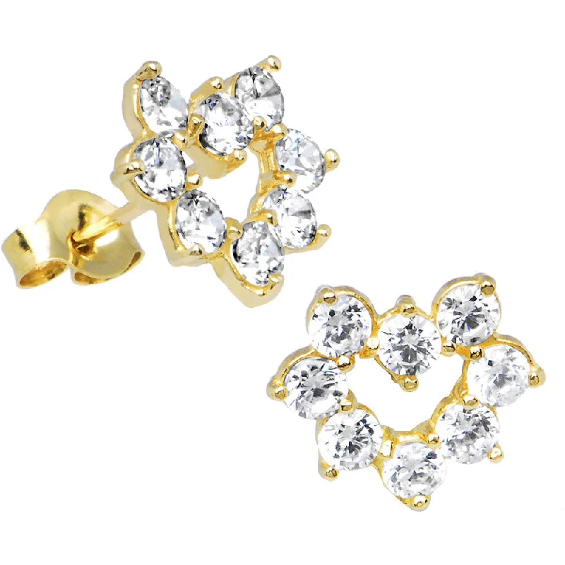 Women's Earrings – Elegant Designs for Every Personality--14kt Yellow Gold Cubic Zirconia Heart Stud Earrings Women's Earrings – Elegant Designs for Every Personality--14kt Yellow Gold Cubic Zirconia Heart Stud Earrings
