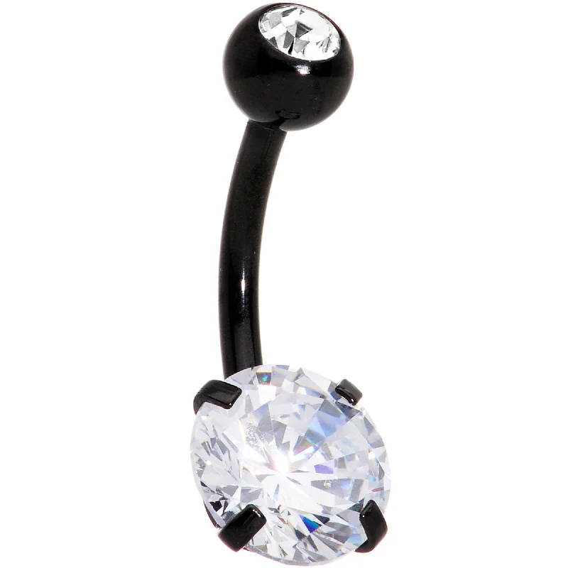 Belly Rings with Stone Accents for Gorgeous Look -Clear Gem Black Large and Small Gem Belly Ring Belly Rings with Stone Accents for Gorgeous Look -Clear Gem Black Large and Small Gem Belly Ring