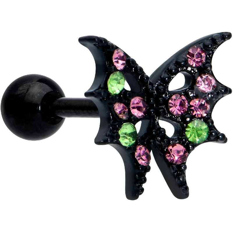 Women's Earrings – Elegant Designs for Every Personality--16 Gauge 1/4 Pink Green Gem Black Bat Wings Halloween Cartilage Tragus Women's Earrings – Elegant Designs for Every Personality--16 Gauge 1/4 Pink Green Gem Black Bat Wings Halloween Cartilage Tragus