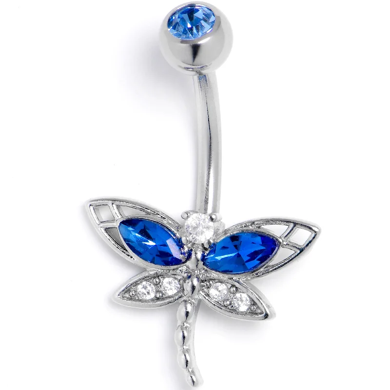 Belly Rings with Beautiful Detailing for Bold Style -Clear Blue Gem Dragonfly Dream Belly Ring Belly Rings with Beautiful Detailing for Bold Style -Clear Blue Gem Dragonfly Dream Belly Ring
