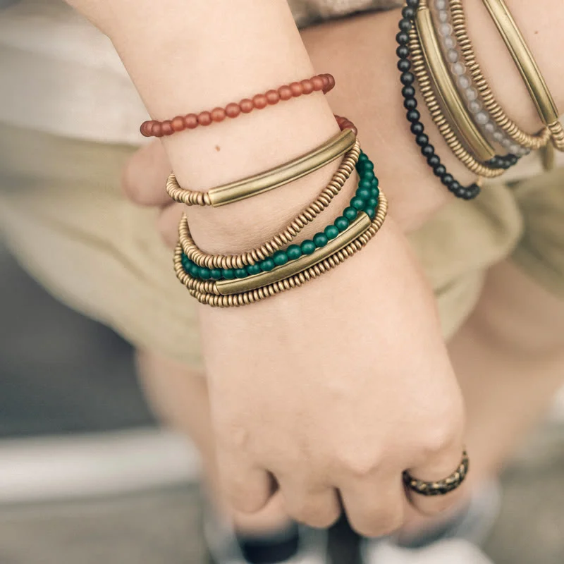 Luxury Bracelets for Men-Buddha Stones Tibetan Various Agate Stone Copper Protection Triple Wrap Bracelet Luxury Bracelets for Men-Buddha Stones Tibetan Various Agate Stone Copper Protection Triple Wrap Bracelet