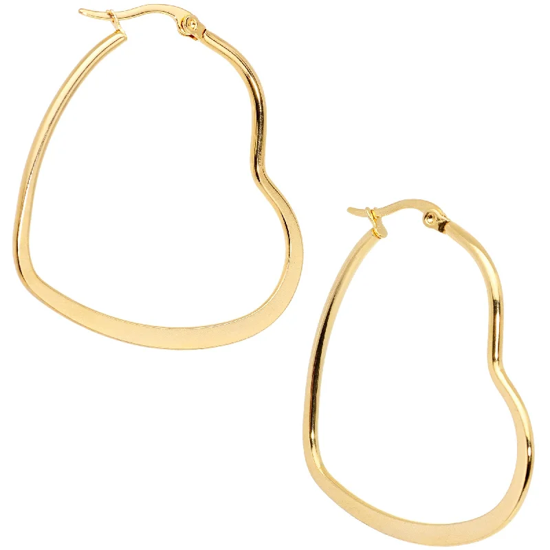 Women's Earrings – Elegant Designs for Every Personality--40mm Gold Tone PVD Stainless Steel Heart Hoop Earrings
