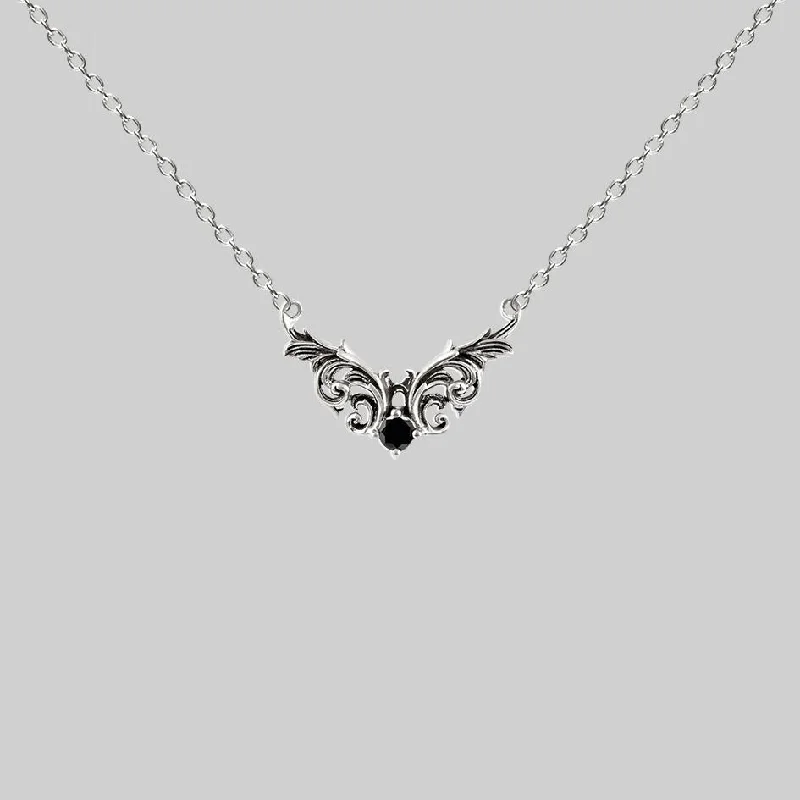 Shop Classic Women's Necklaces & Pendants with a Modern Twist-QUENTIN. Ornate Flourish Chevron Onyx Collar - Silver Shop Classic Women's Necklaces & Pendants with a Modern Twist-QUENTIN. Ornate Flourish Chevron Onyx Collar - Silver
