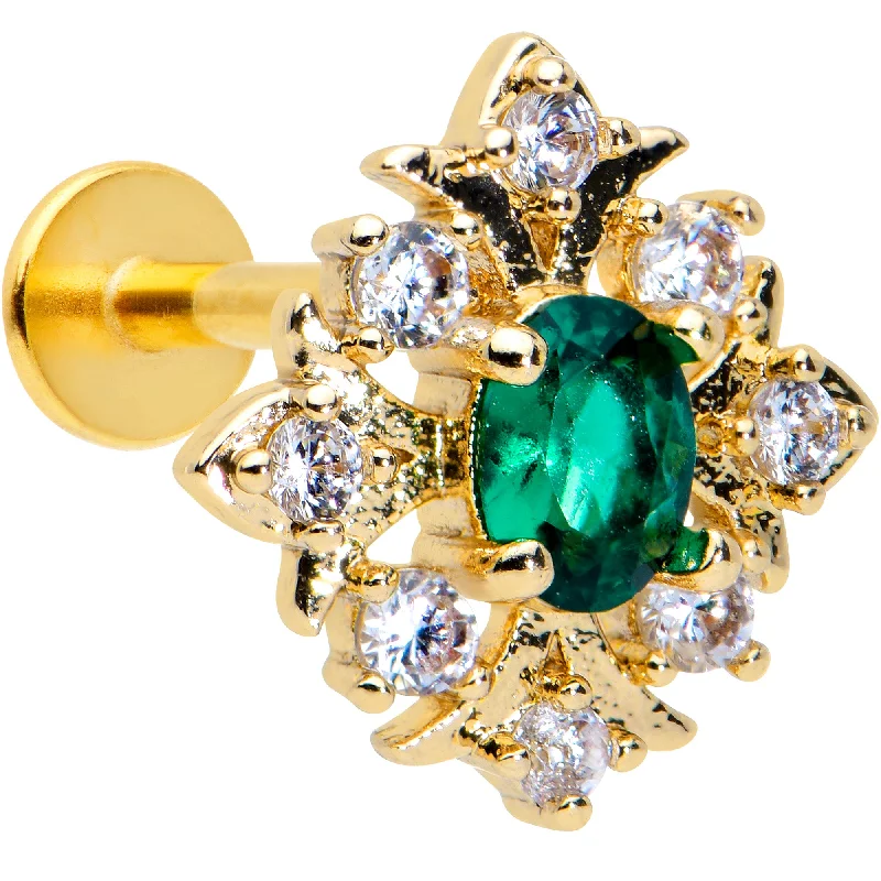 Stunning Lip Rings for All Fashion Preferences16 Gauge 5/16 Clear Green Gem Art Deco Style Labret Monroe Tragus