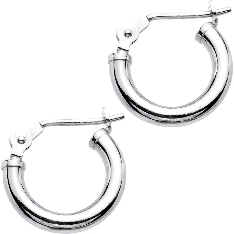 Women's Earrings – Elegant Designs for Every Personality--14KT White Gold 2mm 1/2 Inch Hoop Earrings