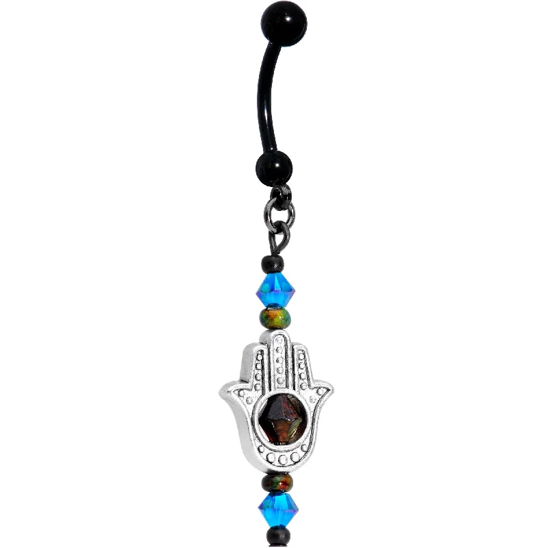 Comfortable Belly Rings with Elegant Finish -Handmade Hamsa Way Mood Belly Ring Created with Crystals Comfortable Belly Rings with Elegant Finish -Handmade Hamsa Way Mood Belly Ring Created with Crystals