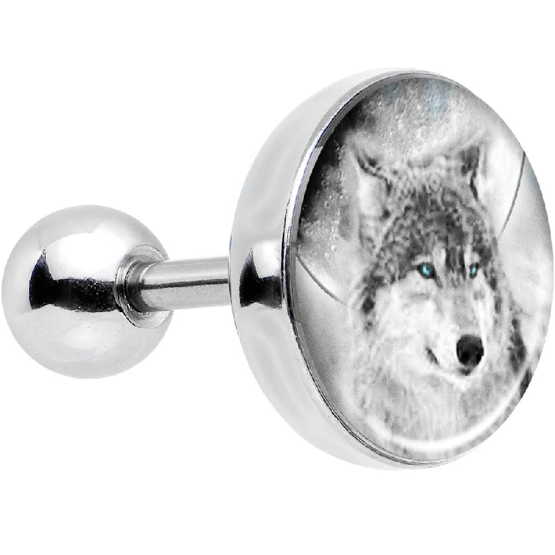 Women's Earrings – Elegant Designs for Every Personality--16 Gauge Blue Eyed Night Wolf Tragus Cartilage Earring